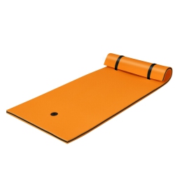 GYMAX 87" X 36" 3-Layer Floating Pad Mat Water Sports Recreation Relaxing In Orange