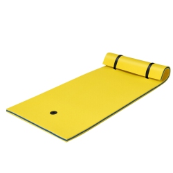 GYMAX 87" X 36" 3-Layer Floating Pad Mat Water Sports Recreation Relaxing In Yellow