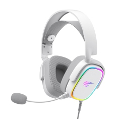 HAVIT USB 7.1 RGB Lighting Super 50MM Gaming Headset With Attachable Mic Design_White Color