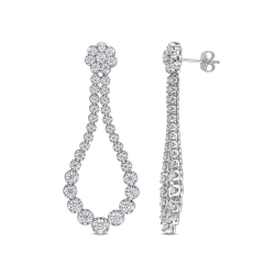 GEM AND HARMONY 2.69 Carat (Ctw) Synthetic Moissanite Open Drop Earrings In Sterling In Silver