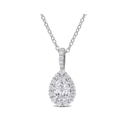 GEM AND HARMONY 1.29 Carat (Ctw) Lab-Created Moissanite Teardrop Solitaire Pendant Necklace In Sterling With Chain In Silver