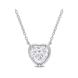 GEM AND HARMONY 2.00 Carat (Ctw) Lab-Created Moissanite Heart Pendant Necklace In Sterling With Chain In Silver