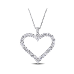 GEM AND HARMONY 2.40 Carat (Ctw) Lab-Created Moissanite Heart Pendant Necklace In Sterling With Chain In Silver