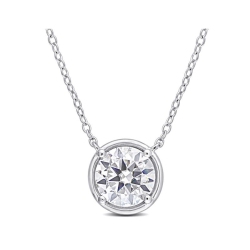 GEM AND HARMONY 1.85 Carat (Ctw) Lab-Created Moissanite Solitaire Pendant Necklace In Sterling With Chain In Silver