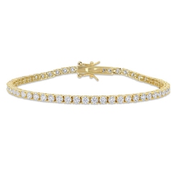 GEM AND HARMONY 5.10 Carat (Ctw) Lab-Created Moissanite Tennis Bracelet In Plated Sterling Silver In Yellow