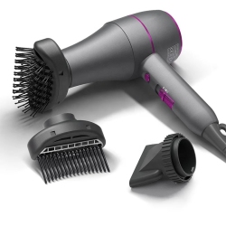 AVAMALIS A|M Beauty Professional Hair Dryer, Compact 1800W Blow Dryer \w Volumizer Brush | Comb Concentrator Styling Nozzle, Hairdryer for Quick
