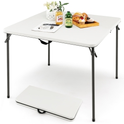 COSTWAY Folding Camping Table Portable HDpe Outdoor Picnic Dining Table W/ Handle