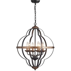 AVAMALIS A|M Lighting Orb 6-Light Chandelier, Rustic Vintage Metal Chandelier, Black＆copper, Foyer Chandelier