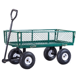 GYMAX Heavy Duty Lawn Garden Utility Cart Wagon Wheelbarrow Steel Trailer
