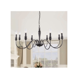 AVAMALIS A|M Lighting Chandelier, 8 Light Farmhouse Candle Chandelier In Black