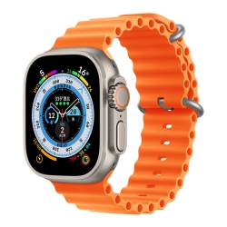 CSMART Silicone Ocean Style Replacement Strap Band for Apple Watch Iwatch Series 1 to 10 Se Ultra, 42Mm(Series 123) 44MM 45MM 46MM 49MM In Orange