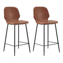 PLATA IMPORT Effie Ariella 26" Faux Leather Counter Stools In (Set Of 2) In Tan