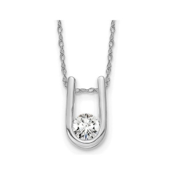 GEM AND HARMONY 1/3 Carat (Ctw H-I, I1-I2) Lab-Grown Diamond Solitaire U-Shape Pendant Necklace In 14K Gold With Chain In White