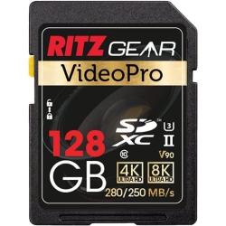 RITZ GEAR Video Pro Extreme Performance V90 Sd Card Uhs-Ii 128GB Sdxc Memory Card U3 V90 A1