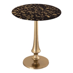 TOV FURNITURE Gold 21"h Goathide Transitional Aluminum Side Table In In Black