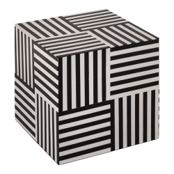 TOV FURNITURE Cube 15"h Transitional Mdf Wood Side Table In Black/white