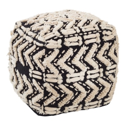 TOV FURNITURE Mariel 18"h Transitional Fabric Pouf In Black/neutral