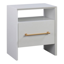TOV FURNITURE Libre 27"h Modern Style Acacia Wood Nightstand In In White