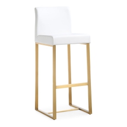 TOV FURNITURE Denmark 30.7" Fabric Bar Stools In White/gold (Set Of 2)