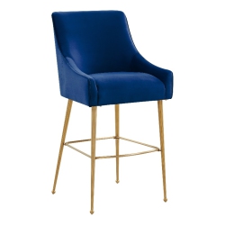 TOV FURNITURE Beatrix Navy Velvet Counter Stool - Legs In Gold