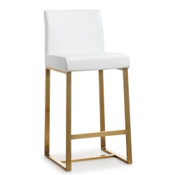 TOV FURNITURE Denmark 27" Fabric Counter Stools In White/gold (Set Of 2)
