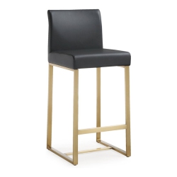 TOV FURNITURE Denmark 27" Steel/fabric Counter Stools In Black/gold (Set Of 2)