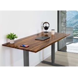 EFFYDESK Home Sit And Stand Desk - Pheasantwood Reinforced Solid Wood Tabletop On Home Frame Medium (59"x29") With Built-In Wireless Charging Pad