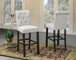 Tinga Contemporary Bar Height Barstool - Set of 2 - Beige