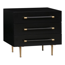 TOV FURNITURE Trident Acacia Wood Nightstand In Black