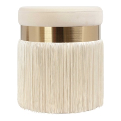 TOV FURNITURE Melody 16.3"h Transitional Velvet And Mdf Ottoman In Cream