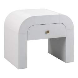 TOV FURNITURE Hump 22.1"h Modern Acacia And Mdf Wood Nightstand In In White