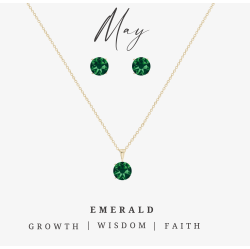 CALLURA Goldtone May Emerald Birthstone Cz Earring & Necklace Set In Multicolor