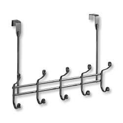 ITY INTERNATIONAL - Rail Of 10 Hooks for Door Nickel In Black