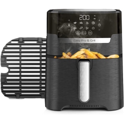 T-FAL Easy Fry Air Fryer & Grill 2 In1 Xl Air Fryer, 4.2L Low Oil Healthy Air Fryer, Programmable Digital Touchscreen & Nonstick Basket
