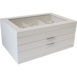 MELE AND CO Misty Wooden Jewelry Box With Glass Lid