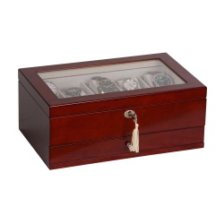 MELE AND CO Christo Locking Glass Top Wooden Watch Box