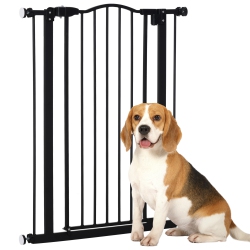 PAWHUT 29"-32" Wide Dog Gate With Door, Pressure Fit, Auto Close, Double Locking for Doorways Hallways Stairs, 37" Tall In Black