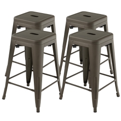 GYMAX 24" Set Of 4 Tolix Style Barstool Counter Height Metal Bar Stool Stackable Chair