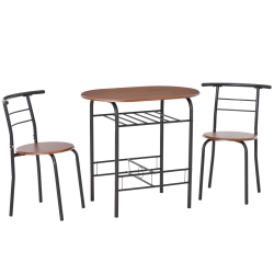HOMCOM 3-Piece Dining Table Set, 31.5" Kitchen Table And Chairs Set for 2 \w Storage Shelf, for Small Space, Dining Room, Living Room, Apartment