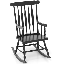 GYMAX Wooden Rocking Chair Single Rocker Indoor Garden Patio Yard In Black