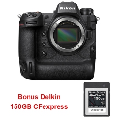 NIKON Z9 Camera Body + Bonus Delkin 150GB Cfexpress Type B Card. Canada Authorized In Black
