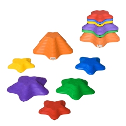 OUTSUNNY 6PCs Larger Size Balance Stepping Stones for Kids \w Non-Slip Bottom, Stackable Obstacle Course Outdoor Indoor, Play River Rocks \w