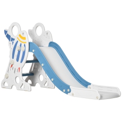 QABA Toddler Slide Indoor for Kids 1.5-3 Years Old, Space Theme Climber Slide Playset In Blue