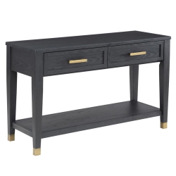 STEVE SILVER COMPANY Yves Rubbed Wood 2-Drawer Sofa Table In Charcoal