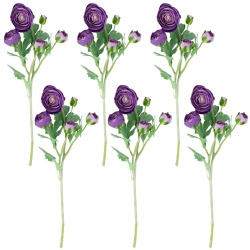 NORTHLIGHT Real Touch Ranunculus Artificial Floral Sprays, Set Of 6 - 21" In Purple