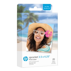 HP Sprocket 3.5 X 4.25” Zink Sticky-Backed Photo Paper, Instant Print 20 Photo Paper Sheets