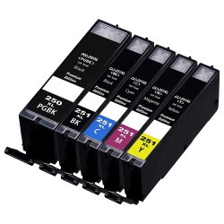 AXGEAR Canon Pgi250Xl Cli251Xl Ink Cartridge High Yield Combo Pgbk/bk/c/m/y 5Pack Pixma Mg5420, Pixma Mg5422