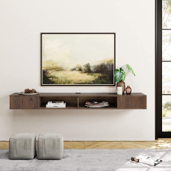 WAMPAT Tv Stand \w Led Lights for 65/70/75 Inch Tvs, Wall Mounted Shelf Under Tv Cabinet, Entertainment Center Media Console \w Storage for Living