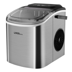 Portable Ice Maker with 1.2L Water Tank, 26lbs/24h Stainless Steel Countertop Ice Machine with Ice Scoop and Basket