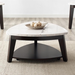 STEVE SILVER COMPANY Francis Marble Top Cocktail Table With Black Base In White